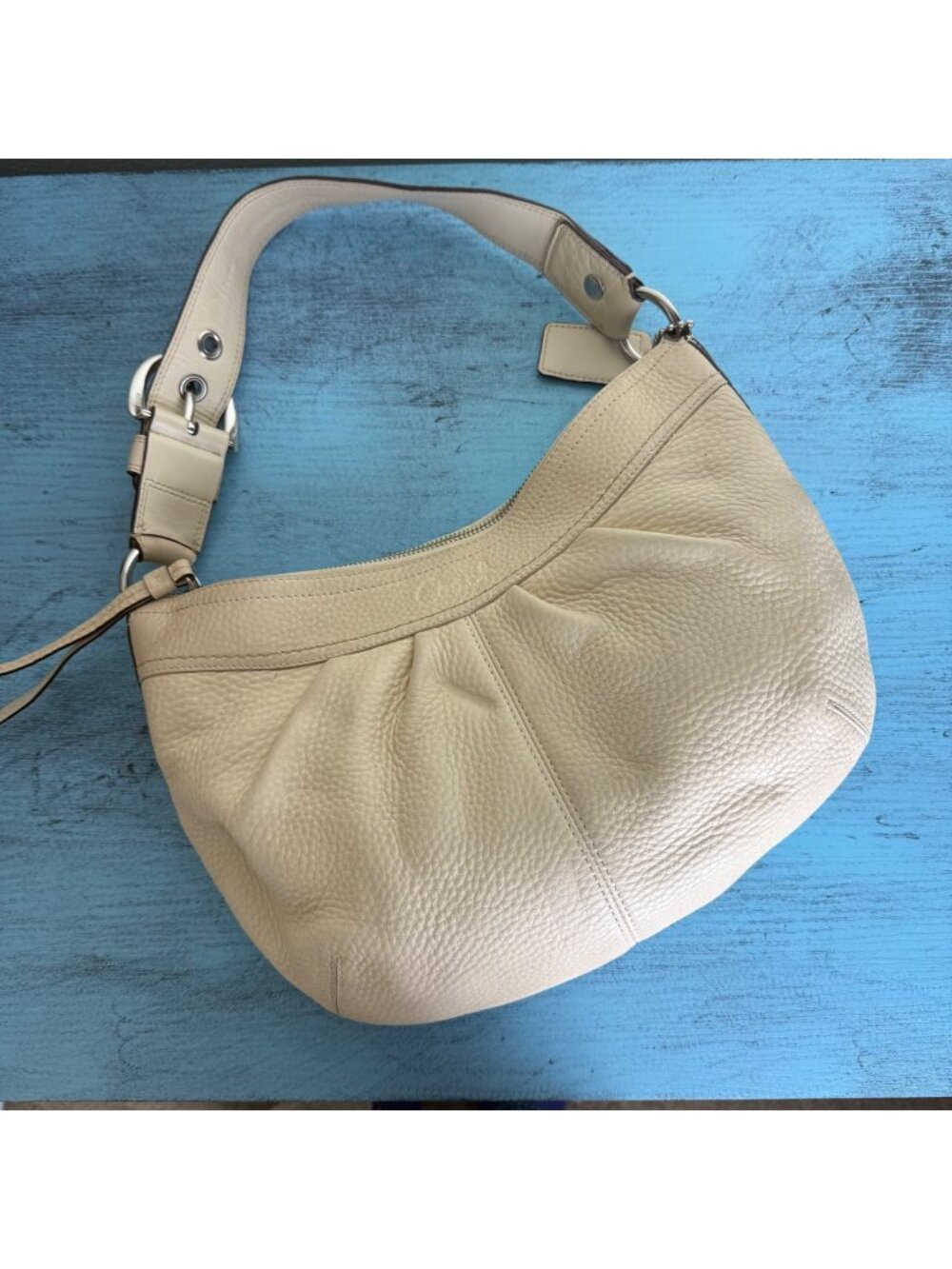 Coach Leather Hobo Shoulder Bag In Cream F13730